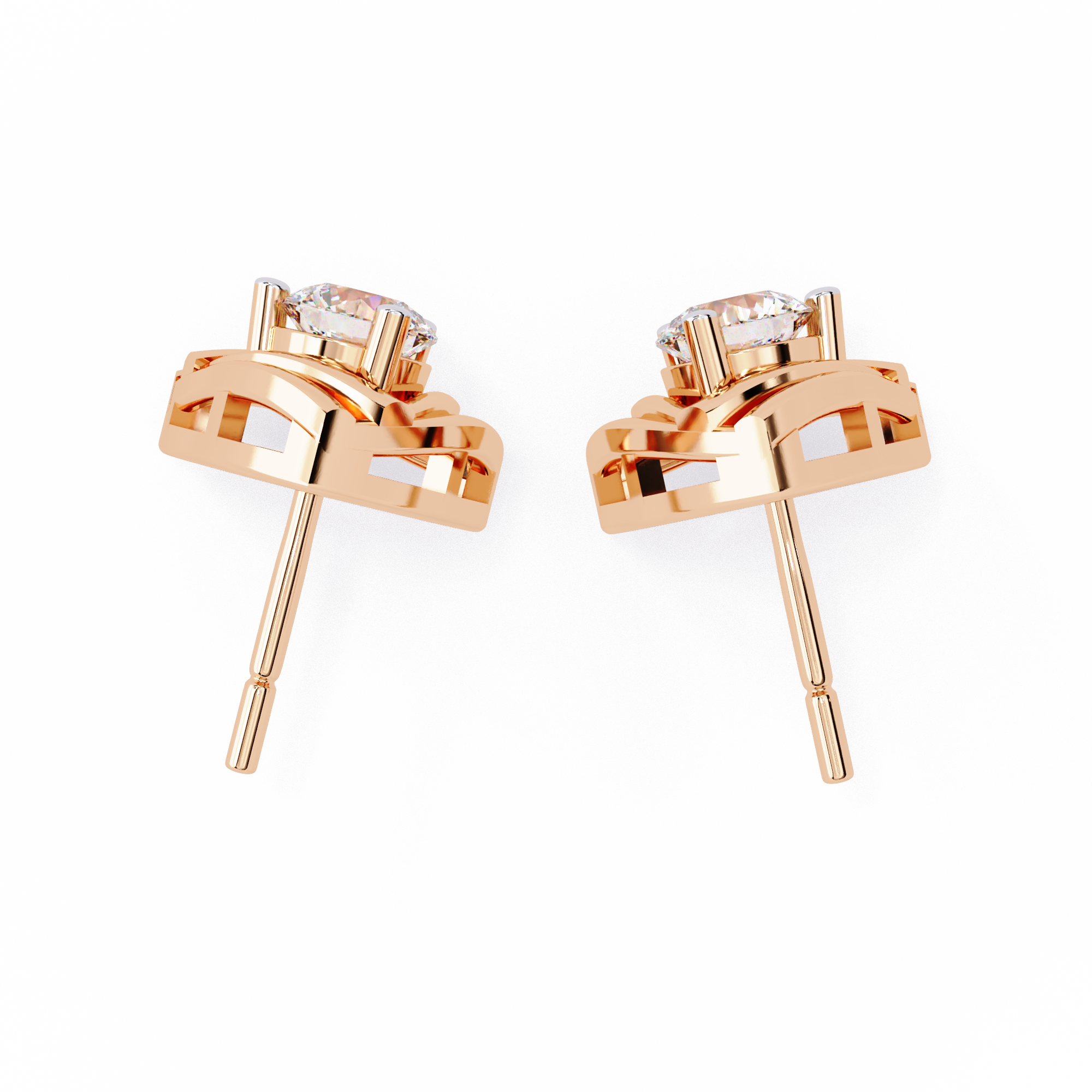 Golden Trillium Natural Diamond Studs | 0.64ct